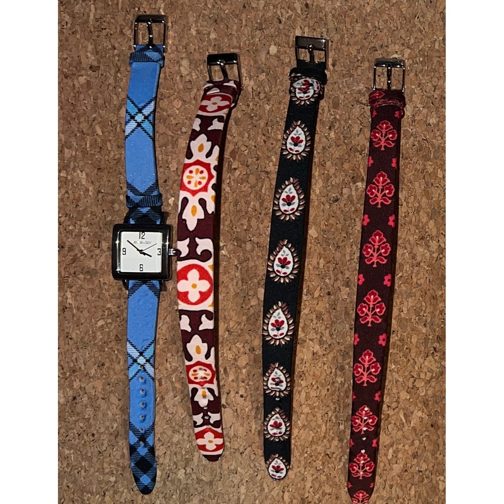 Vera Bradley Watch Set Womens OS Multicolor Good Interchangeable 4 Straps Square